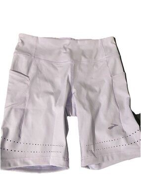Brooks Method 8" Short Tight Size Large Violet Dash 4 Way Stretch 3 Pockets
